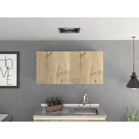 DEPOT E-SHOP Salento Wall Double Door Cabinet, Two Shelves, White / Light Oak B097133159
