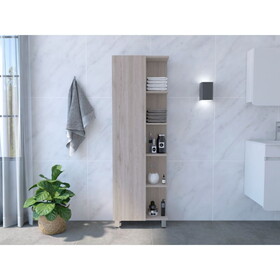 DEPOT E-SHOP Venus Linen Single Door Cabinet, Five External Shelves, Four Interior Shelves, Light Gray B097133200