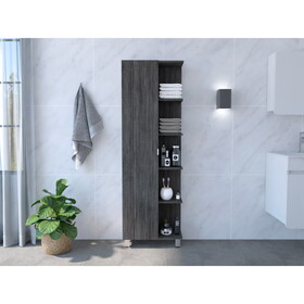 DEPOT E-SHOP Venus Linen Single Door Cabinet, Five External Shelves, Four Interior Shelves, Smokey Oak B097133202