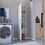DEPOT E-SHOP Vernon Slim Storage Cabinet with 4-Tier Shelf and Broom Hangers, White B097133209