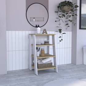 DEPOT E-SHOP Colyn Linen Cabinet, Four Shelves, Vertical, Light Oak / White B097133248
