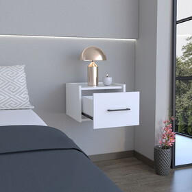 Yorktown Floating Nightstand, Space-Saving Design with Handy Drawer and Surface, White B097P163089