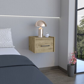 Yorktown Floating Nightstand, Space-Saving Design with Handy Drawer and Surface, Macadamia B097P163090