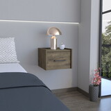 Yorktown Floating Nightstand, Space-Saving Design with Handy Drawer and Surface, Dark Brown B097P163092