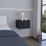 Yorktown Floating Nightstand, Space-Saving Design with Handy Drawer and Surface, Black B097P163093