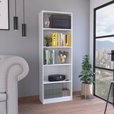 DEPOT E-SHOP Vinton 4-Tier Bookcase with Modern Storage for Books and Decor, White B097P167418