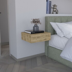 DEPOT E-SHOP Ivor Floating Nightstand, Modern Wall-Mounted Bedside Shelf with Drawer, Macadamia B097P167435