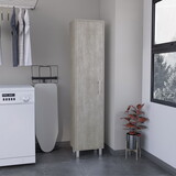 DEPOT E-SHOP Dryden Tall Narrow Storage Cabinet with 5-Tier Shelf and Broom Hangers, Concrete Gray B097P167439