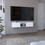 DEPOT E-SHOP Adel Floating TV Stand, Sleek Wall-Mounted Console with 2-Doors, White B097P167457