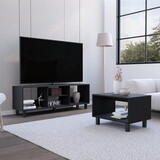 DEPOT E-SHOP Carter 2 Piece Living Room Set, Streamlined with TV Stand and Coffee Table, Black B097P167460