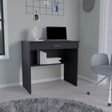 DEPOT E-SHOP Montana Storage Desk, Spacious Stylish with Drawer and Shelf, Black B097P167466