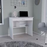 DEPOT E-SHOP Montana Storage Desk, Spacious Stylish with Drawer and Shelf, White B097P167467