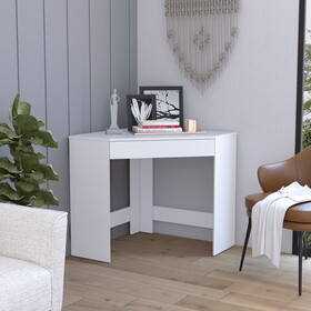white Corner Desk with Compact Design and Drawer, B097P167468