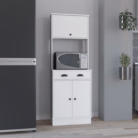 Apex Kitchen Pantry 66.3" H with Drawer, 2 Cabinets, and Microwave Stand, White B097P199736