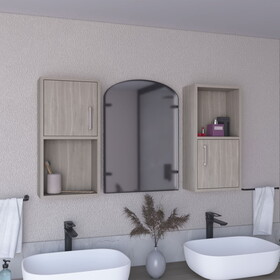 Wall Mounted Bathroom Medicine Cabinet Eak 24" H, Two Doors, Two Shelves,White Oak B097P199745