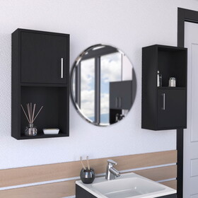 Wall Mounted Bathroom Medicine Cabinet Eak 24" H, Two Doors, Two Shelves,Black B097P199746