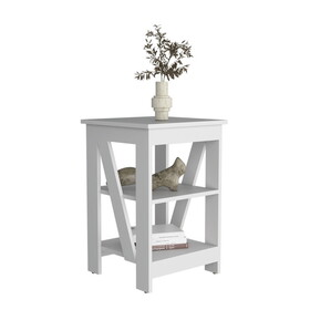 Taylor 3-Tier End Table/Nightstand, Side Table for Small Space, White B097P199749