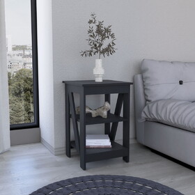 3-Tier End Table/Nightstand, Side Table for Small Space, Black B097P199750