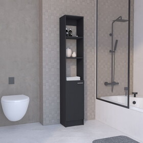 Linen Cabinet, 1 Door, 6 Shelves, Black B097P199754