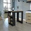 Kitchen Island 36" H, Three Open Side Storage Shelves and One Push-to-Open Cabinet, Black / Natural Oak B097P221381