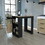 Kitchen Island 36" H, Three Open Side Storage Shelves and One Push-to-Open Cabinet, Black / Natural Oak B097P221381