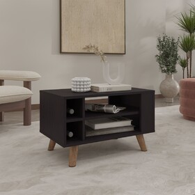Coffee Table, 4 Shelves, 4 Legs, Black Wengue B097P350284