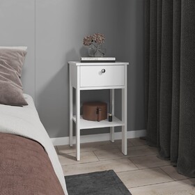 Nightstand, 1 Drawer, 1 Shelf, 4 Legs, White B097P369424