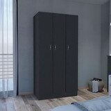 DEPOT E-SHOP Westbury Wardrobe Armoire with 3-Doors and 2-Inner Drawers, Black B097S00010