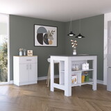 California 2 Piece Kitchen Set, Delos Kitchen Island + Barbados Pantry Cabinet, White /Onyx /Light Oak B097S00019