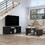 Danville 2 Piece Living Room Set, Dallas TV Stand + Leanna 3 Coffee Table, Black / Espresso, Black / Espresso B097S00027