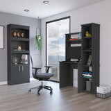 Detroit 2 Piece Office Set, Dozza Bookcase + Aramis Desk, Black B097S00029