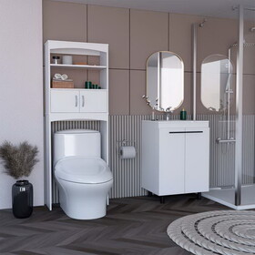 Alder 2 Piece Bathroom Set, Valetta over The Toilet Cabinet + Dustin Free Standing Sink Cabinet, White B097S00034