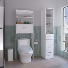 Sheridan 2 Piece Bathroom Set, Magna Linen Cabinet + Valetta over The Toilet Cabinet, White B097S00035