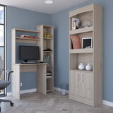 Detroit 2 Piece Office Set, Dozza Bookcase + Aramis Desk, Light Gray B097S00041