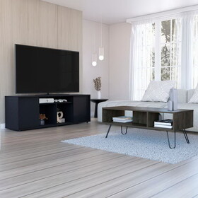 Katalla 2 Piece Living Room Set, Dallas TV Stand + Vassel Coffee Table, Black / Espresso B097S00049