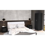 Dunlap 3 Piece Bedroom Set, London Armoire + 2 Leyva Nightstands, Black B097S00050