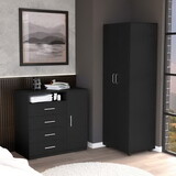 Bidrell 2 Piece Bedroom Set, London Armoire + Rioja 4 Drawer Dresser, Black B097S00052