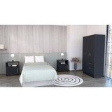 Lubec 3 Piece Bedroom Set, Cartagena Armoire + 2 Omaha Nightstands, Black B097S00055