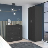 Georgia 2 Piece Bedroom Set, London Armoire + Capri Three Drawer Dresser, Black B097S00069