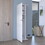 71.3" H Broom Storage Closet with One Door, Four Shelves and Broom and Mop Holder,White
