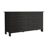 Double Dresser, Four Legs, 6 Drawer, Superior Top, Black B097S00101