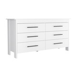 Double Dresser, Four Legs, 6 Drawer, Superior Top, White B097S00102