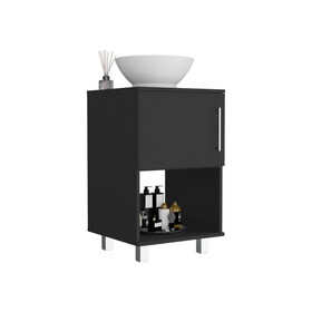 Single Bathroom Vanity, One Open Shelf, Single Door Cabinet, Black B097S00104