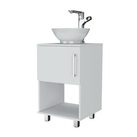 Single Bathroom Vanity, One Open Shelf, Single Door Cabinet, White B097S00105