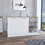 Kitchen Island Two Cabinets, Three Open Shelves, White / Natural Oak B097S00143