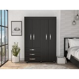 Hamilton Mobile Armoire, 4-Doors Cabinet, Three Drawers, Rods, Four Shelves, Black Wengue - Bedroom B097S00229