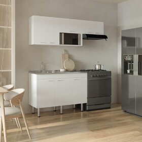 Myton Kitchen Set, 8 Doors,8 Shelves, 6 Legs, White - Kitchen B097S00235