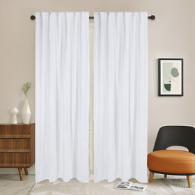 Newport Unlined Window Curtains for Bedroom, Linen Curtains for Living Room, 84 inches Long Curtains for Living Room, Soft White B099P186046