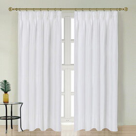 Newport Blackout Curtains for Bedroom, Linen Curtains for Living Room, Window Curtains, Room Darkening Curtains 84 inches Long, Soft White B099P186048