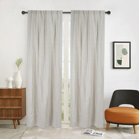 Newport Unlined Window Curtains for Bedroom, Linen Curtains for Living Room, 96 inches Long Curtains for Living Room, Greige B099P186052